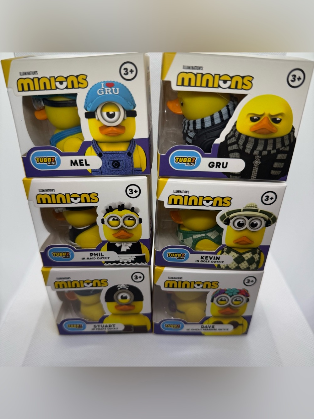 Minions TUBBZ Mini 6pc Set Gru Kevin Phil Dave Stuart Mel Complete Set